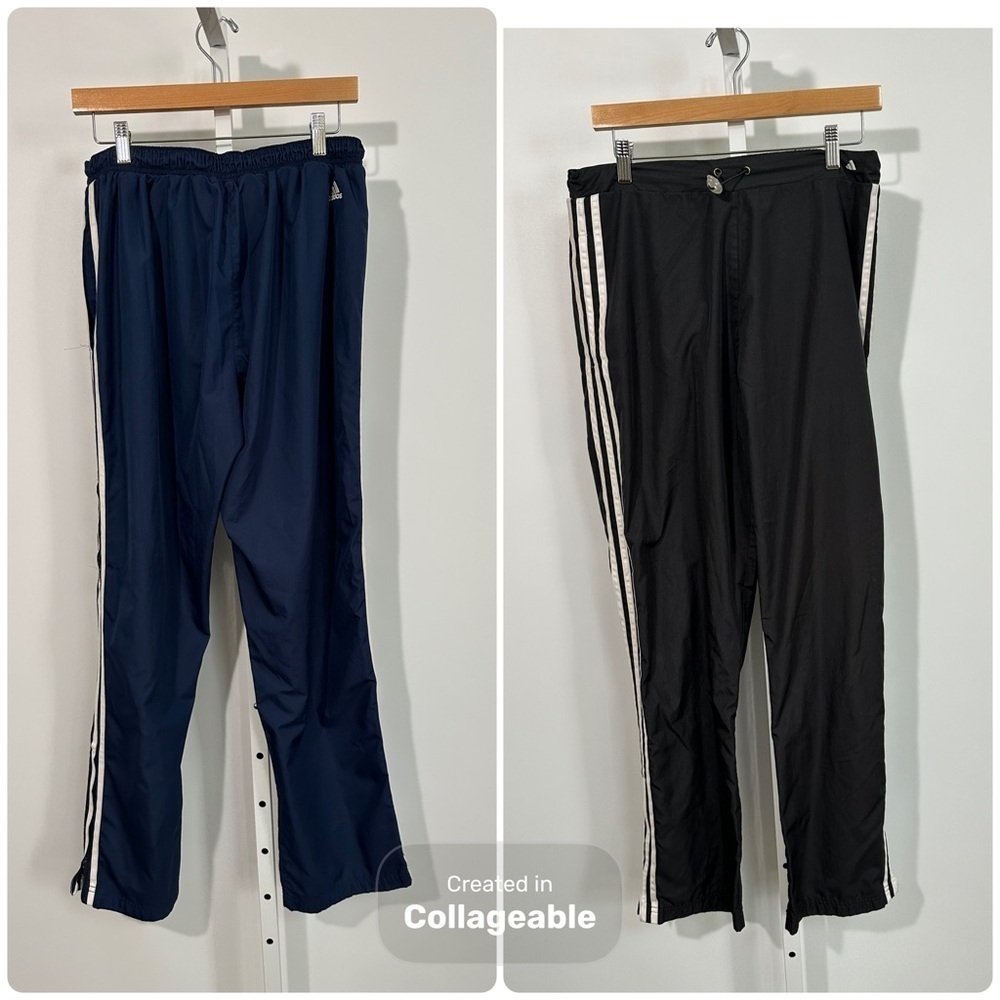 Set of 2 Y2K Adidas 3-Stripes Track Pants (Navy + Black Bundle) Vintage